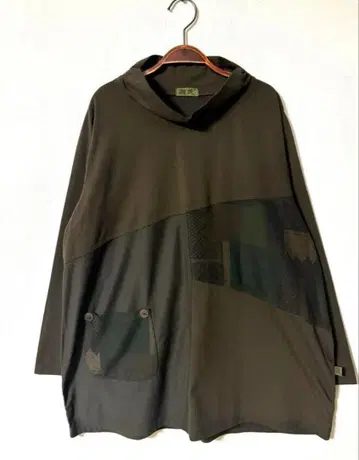 유민 루즈핏 튜닉 절개 긴팔 일본풍 패턴 성숙 캐주얼