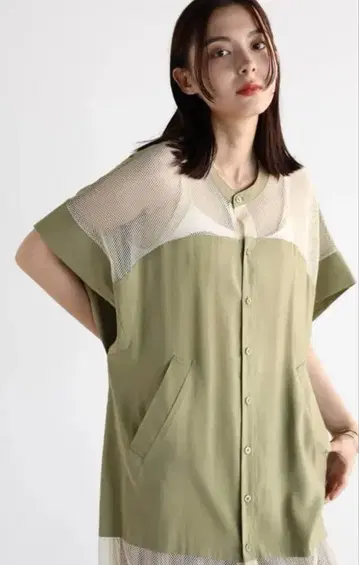 RADIATE 메쉬 도킹 롱 셔츠 (카키)