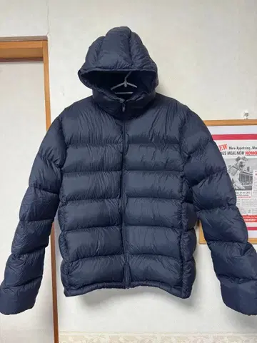 무인양품 네이비 후드 부착 다운 자켓 XL