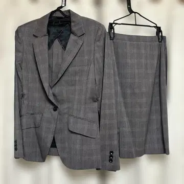 AOKI 그레이 체크 무늬 스커트 수트