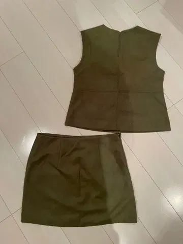 H&M 올리브색 스웨이드풍 셋업