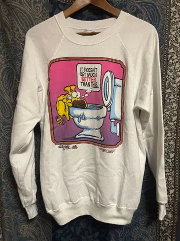 vintage GRIMMY 프린트 맨투맨 화이트 L 사이즈