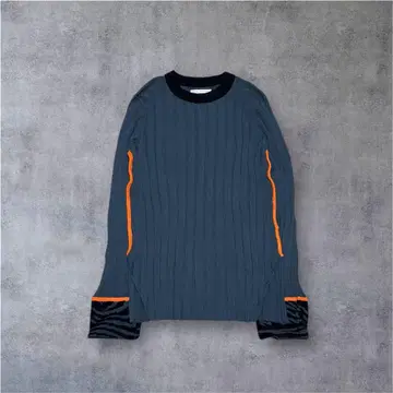 아카네 우츠노미야 리브 니트 파이핑 오렌지