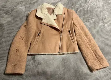 mon Lily 무스탕 코트 숏 기장 핑크