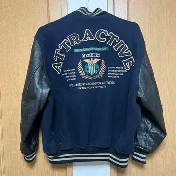 90s 빈티지 바시티 자켓 네이비 블랙