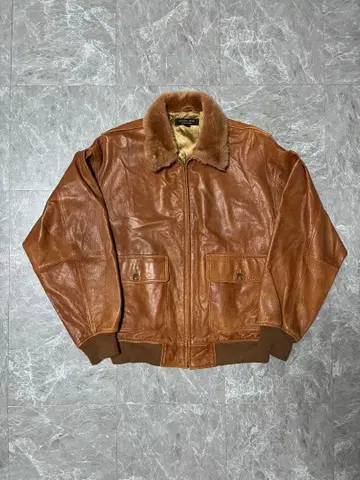 GOLDEN BEAR 브라운 가죽 자켓