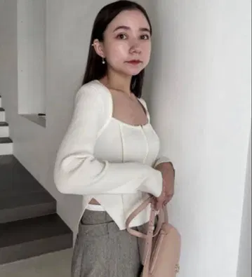 SNIDEL 스퀘어 디자인 리브 니트