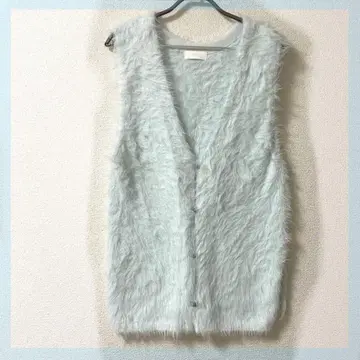 HARE 샤기 니트 베스트 ( 라이트 블루 )