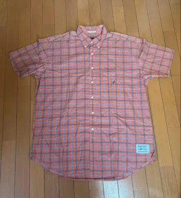 NAUTICA 반팔 셔츠 XXL 오렌지 계열 체크