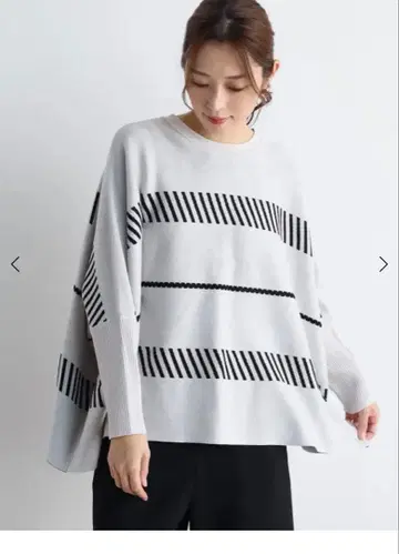 MEDOC original 스트라이프 디자인 그레이 니트 긴팔 돌먼