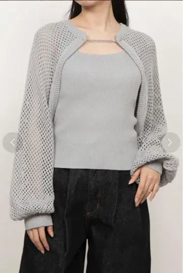 아카이브 archives 체인 메쉬 니트 볼레로 앙상블