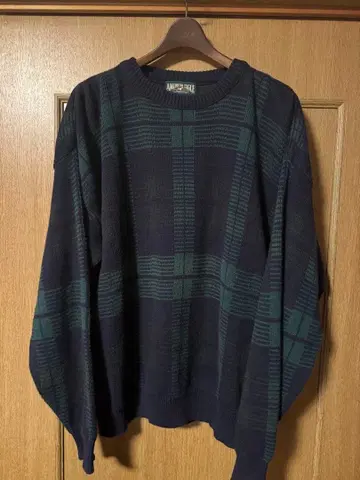 90s American Eagle 체크 무늬 코튼 니트 XL 구제 의류