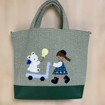 No.168 아플리케 누비 토트백