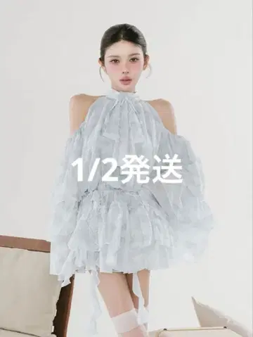 Darich 다리치 토와르 드 주이 쉬폰 프릴 미니 원피스 sax