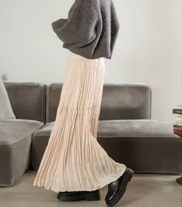 hinari 빈티지 새틴 와셔 스커트 FREE 사이즈 아이보리