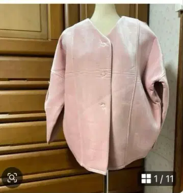 로데오 크라운즈 노카라 자켓 S 핑크 새상품