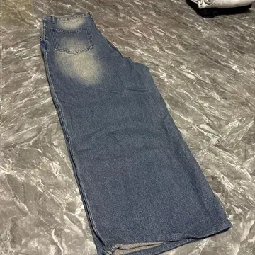 인디고 블루 와이드 레그 데님 팬츠