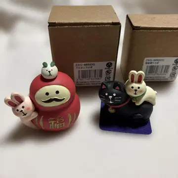 복 고양이 복 토끼 피규어 세트