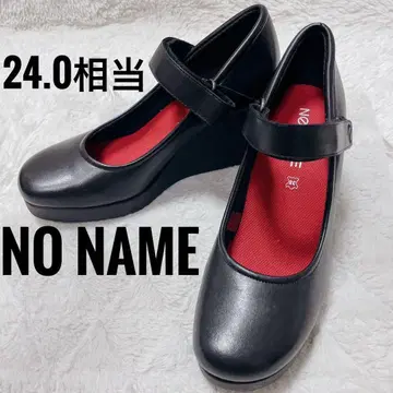 NO NAME 블랙 스트랩 펌프스 24.0 상당 천연 가죽 여성용