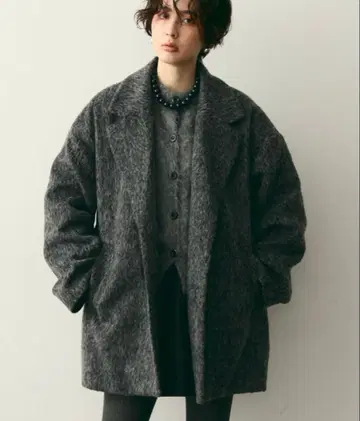 Trish 샤기 미들 테일러 코트 차콜 그레이