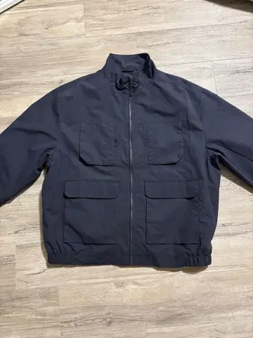 네이비 나일론 자켓 지퍼 포함