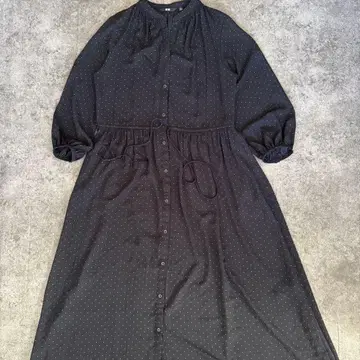 블랙 도트 무늬 셔츠 원피스 UNIQLO 유니클로