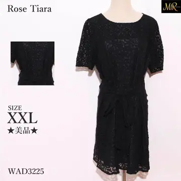 로즈 티아라 원피스 미니 기장 반팔 레이스 허리 리본 시스루