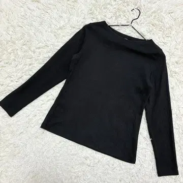 유니클로 리브 보트넥 T 셔츠 리브 코튼 블랙 (XL)