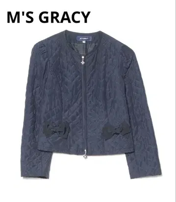 M'S GRACY 퀼팅 블루종 자켓 리본 까멜리아