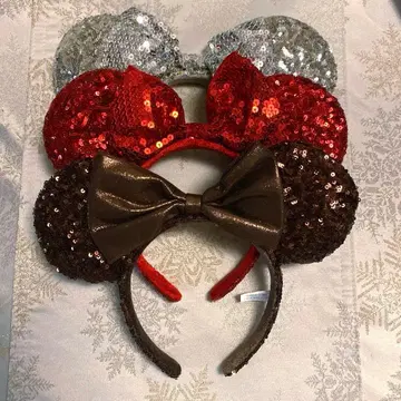 디즈니 머리띠 미니 스팽글 세트 레드 브라운 실버
