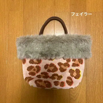 페이 레오파드 무늬 퍼 토트백