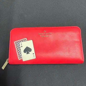 케이트 스페이드 장지갑 레드 카드놀이 패턴