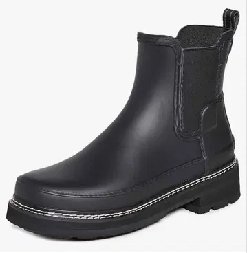 HUNTER 블랙 레인 슈즈 숏부츠