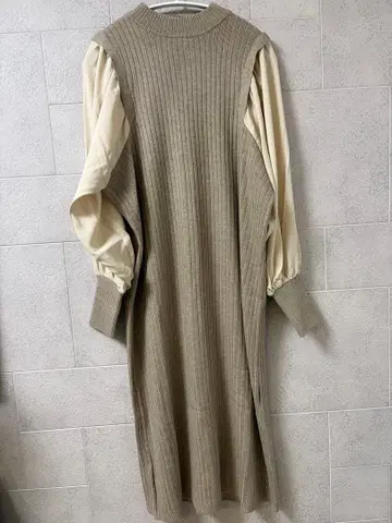 MEDOC 메드크 리브 니트 벌룬 슬리브 원피스 야마다야