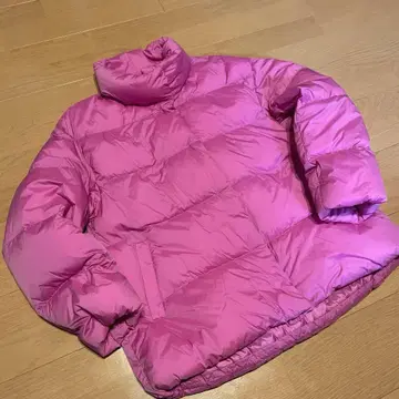 핑크 숏 기장 다운 자켓 수납 봉투 포함