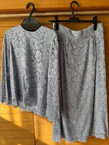 블루 그레이 레이스 셋업 긴팔