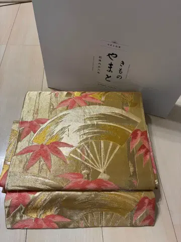 기모노 야마토 원터치 오비 후쿠로 오비 츠쿠리 오비 골드 x 오렌지