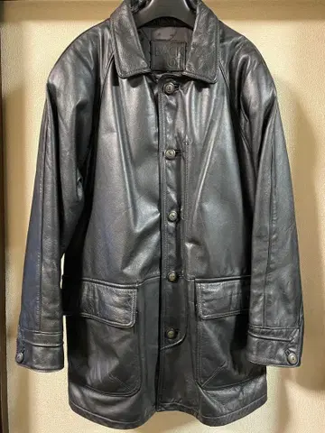 BACKLOT 블랙 가죽 롱 자켓