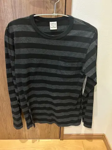 COOTIE 블랙/그레이 스트라이프 7부 소매 티셔츠 S