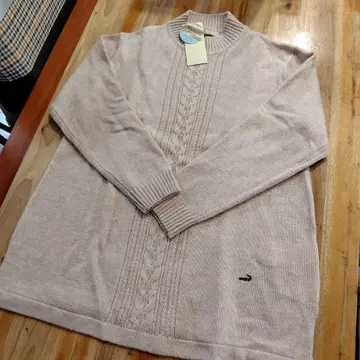 크로커다일 케이블 무늬 하이넥 니트 튜닉