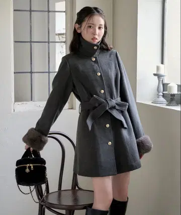 NICE CLAUP 2way 리본 미들 코트