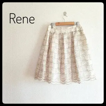 [ Rene ] 르네 초호화 전체 레이스 자수 무릎 기장 스커트 36