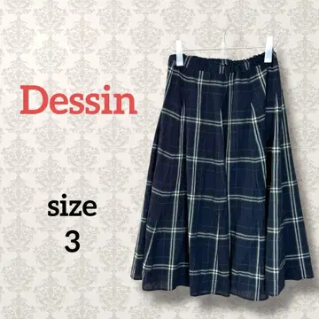 데셍 [3] 허리밴딩 체크 롱 플레어 스커트 이너 포함 캐주얼