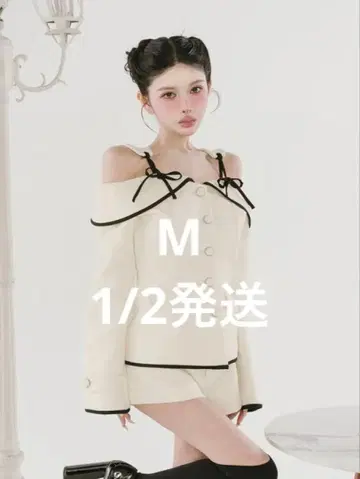 Darich 다리치 본딩 트위드 오프숄더 튜닉 아이보리 M