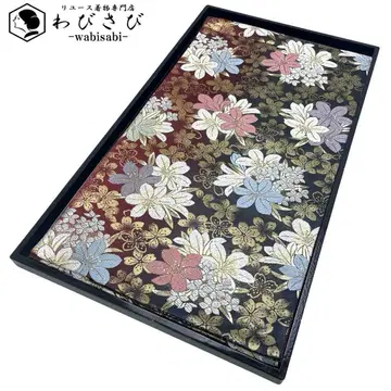 후쿠로 오비 백합 꽃 무늬 그라데이션 금은사 장척 포멀 O-4178