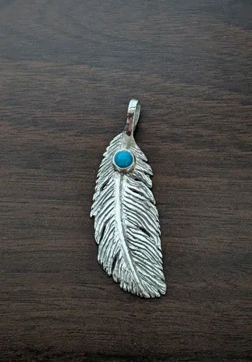 실버 깃털 펜던트 터콰이즈 포함