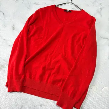 새상품급 유니클로 UNIQLO 캐시미어 100% 스웨터 빨간색 L