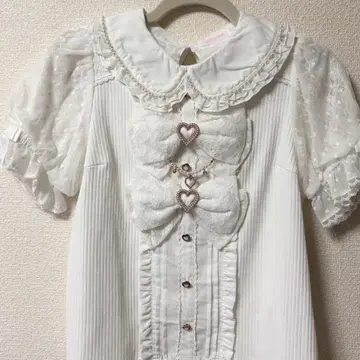 리즈리사 더블 리본 퍼프 슬리브 리브 컷 상의