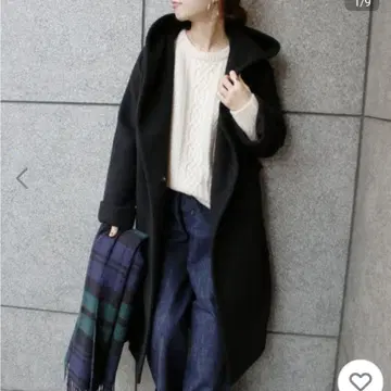 JOURNAL STANDARD 울 블랙 롱 코트 벨트 포함