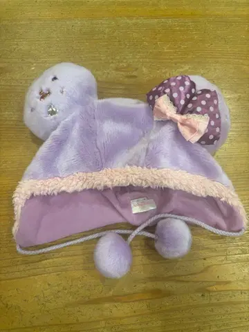 보라색 곰 귀 플리스 모자